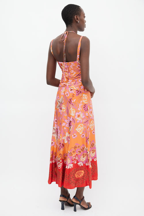 Alexis Orange 
Multicolour Floral Cut Out Dress