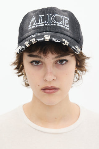 Alice Hollywood Washed Black Denim Embroidered Atelier Logo 1.0 Baseball Hat