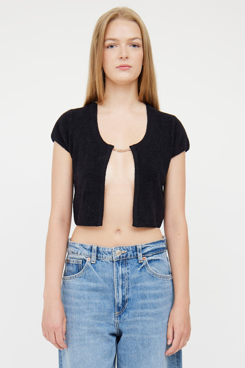 Alice + Olivia Black Crop Chain Detail Top