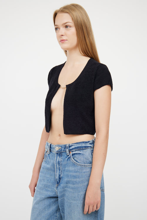 Alice + Olivia Black Crop Chain Detail Top