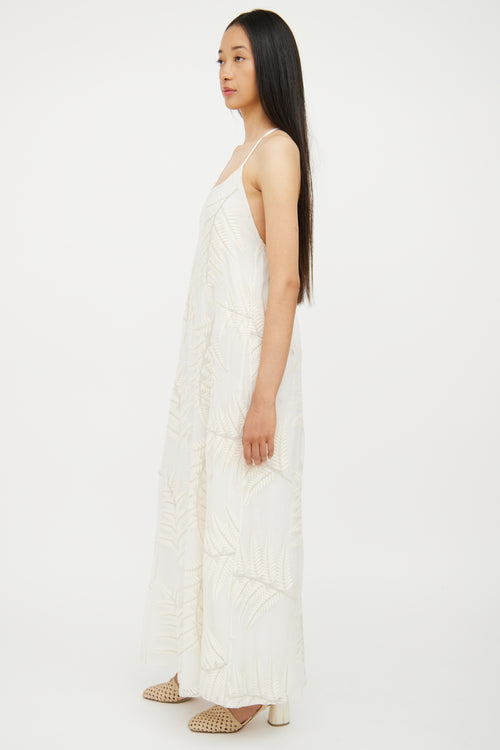 Alice + Olivia Cream Silk Embroidered Maxi Dress