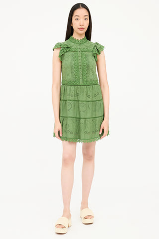 Alice + Olivia Tiered Floral Brocade Midi Dress