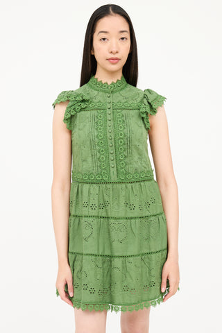 Alice + Olivia Tiered Floral Brocade Midi Dress