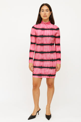 Alice + Olivia Pink 
Black Stripe Bodycon Dress