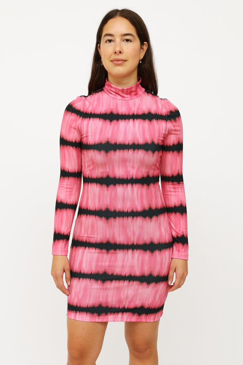 Alice + Olivia Pink 
Black Stripe Bodycon Dress