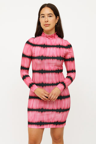 Alice + Olivia Pink 
Black Stripe Bodycon Dress