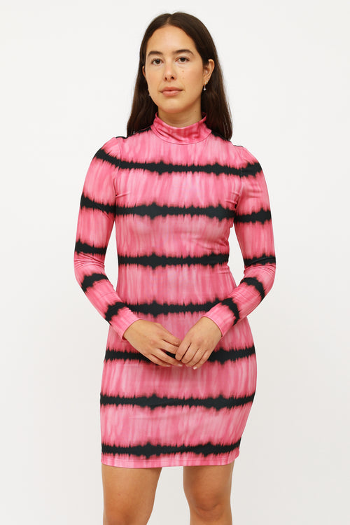 Alice + Olivia Pink 
Black Stripe Bodycon Dress