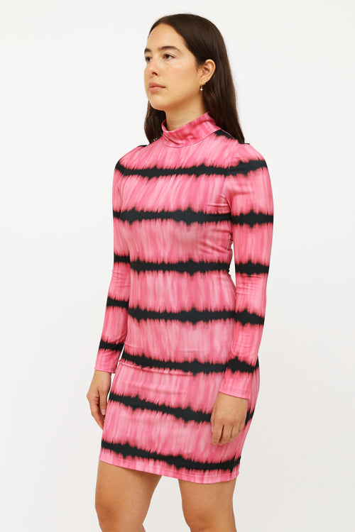 Alice + Olivia Pink 
Black Stripe Bodycon Dress