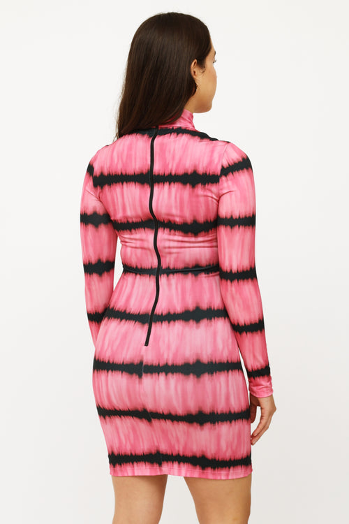 Alice + Olivia Pink 
Black Stripe Bodycon Dress