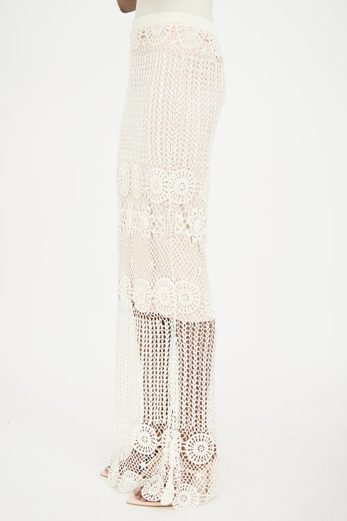 Alice Olivia Cream Linen Crocheted Co-Ord Set