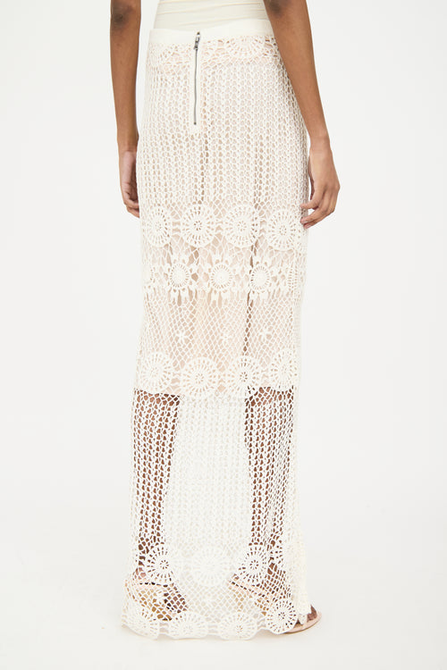 Alice Olivia Cream Linen Crocheted Co-Ord Set