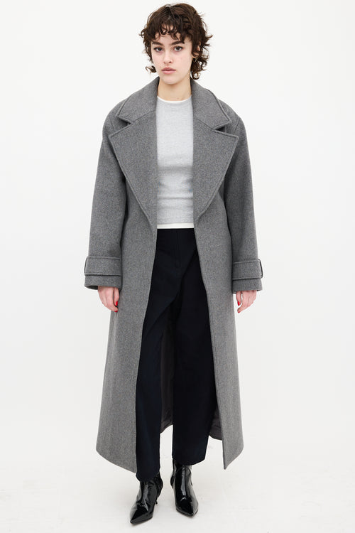 Aligne Grey Wool George Wrap Coat