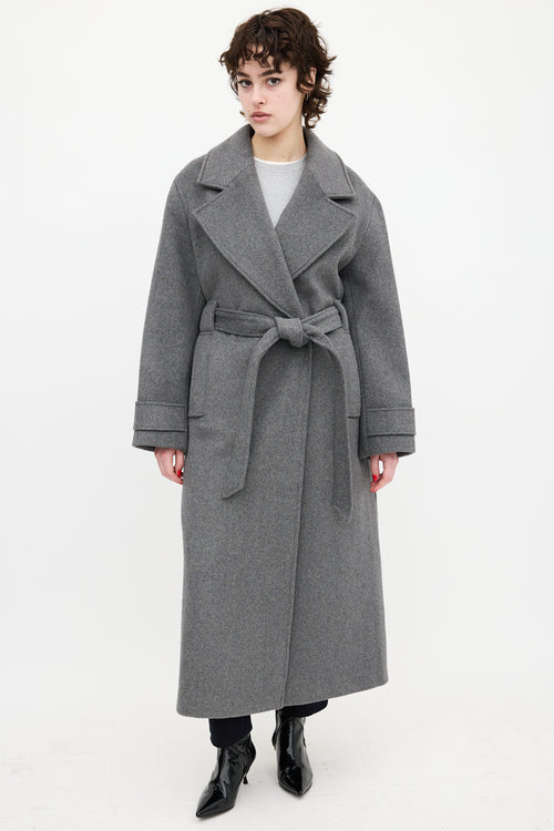 Aligne Grey Wool George Wrap Coat