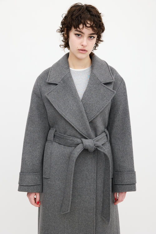 Aligne Grey Wool George Wrap Coat