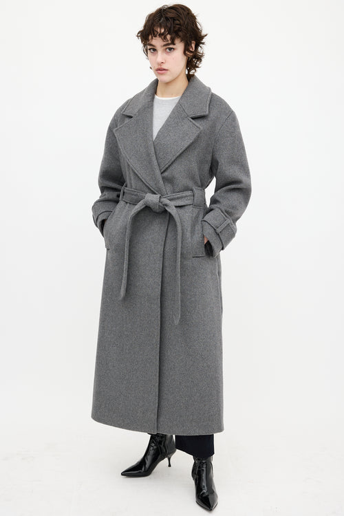 Aligne Grey Wool George Wrap Coat