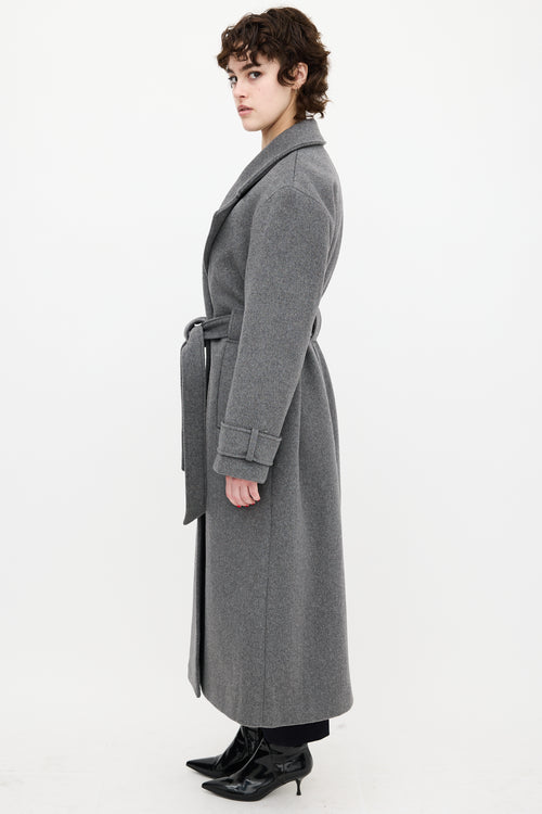 Aligne Grey Wool George Wrap Coat