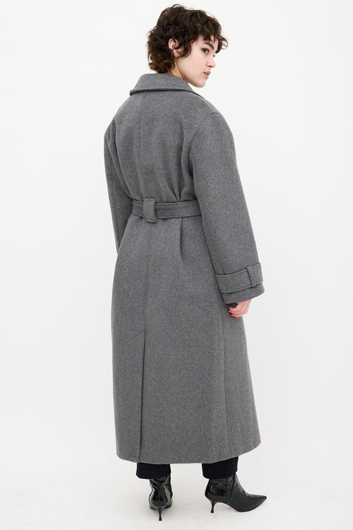 Aligne Grey Wool George Wrap Coat