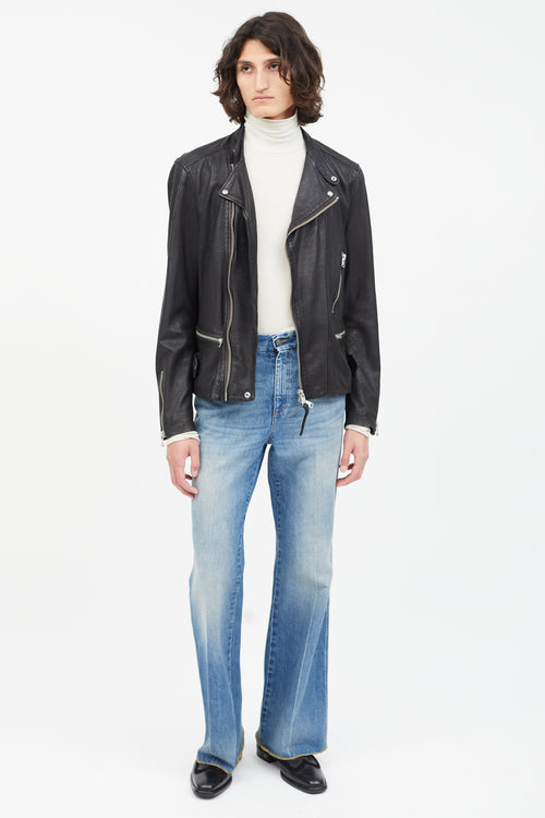 All Saints Black Gibson Leather Rider Jacket