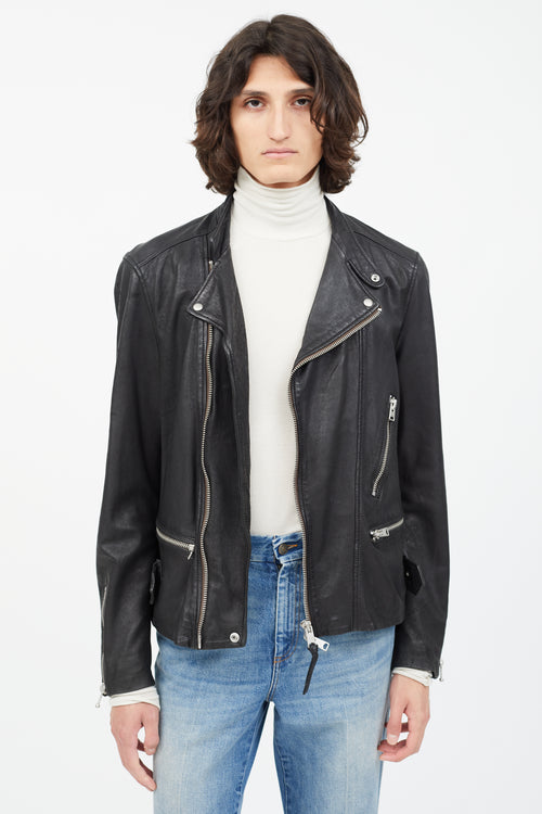 All Saints Black Gibson Leather Rider Jacket