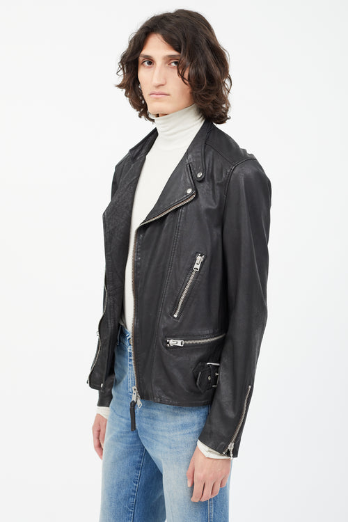 All Saints Black Gibson Leather Rider Jacket