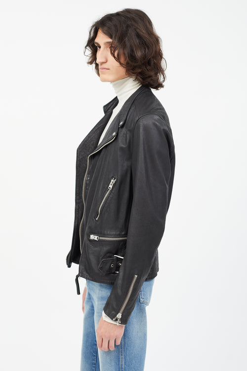 All Saints Black Gibson Leather Rider Jacket