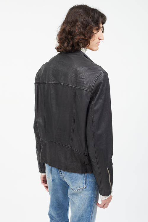 All Saints Black Gibson Leather Rider Jacket