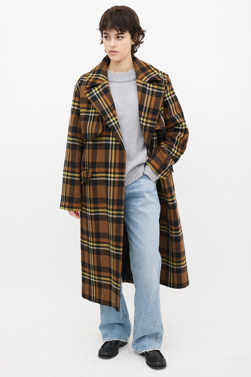 All Saints Brown 
Yellow Wool Bree Check Coat