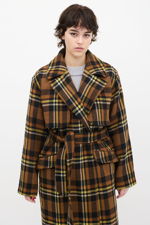 All Saints Brown 
Yellow Wool Bree Check Coat