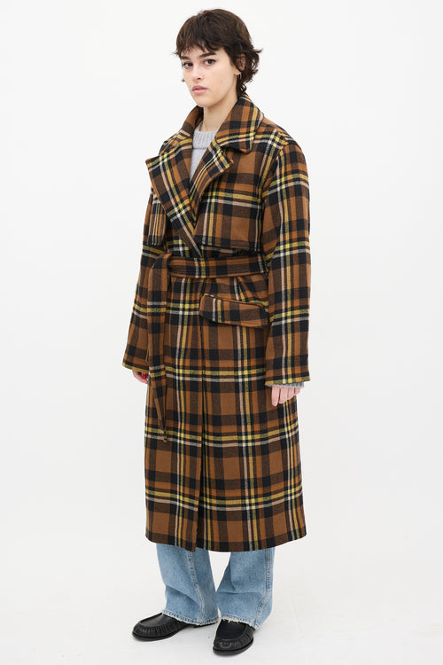 All Saints Brown 
Yellow Wool Bree Check Coat