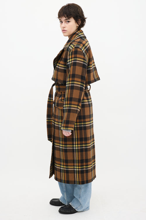 All Saints Brown 
Yellow Wool Bree Check Coat