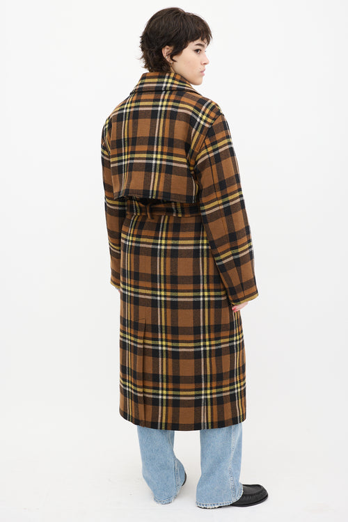 All Saints Brown 
Yellow Wool Bree Check Coat