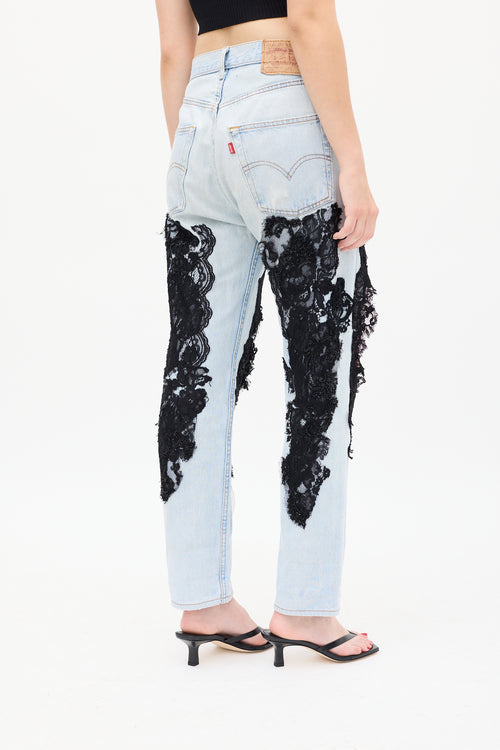 Almaz X Levi
s Light Wash Embellished Cutout Jeans