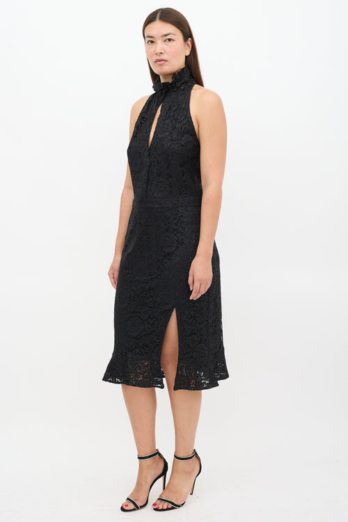 Altuzarra Black Floral Lace High Neck Dress