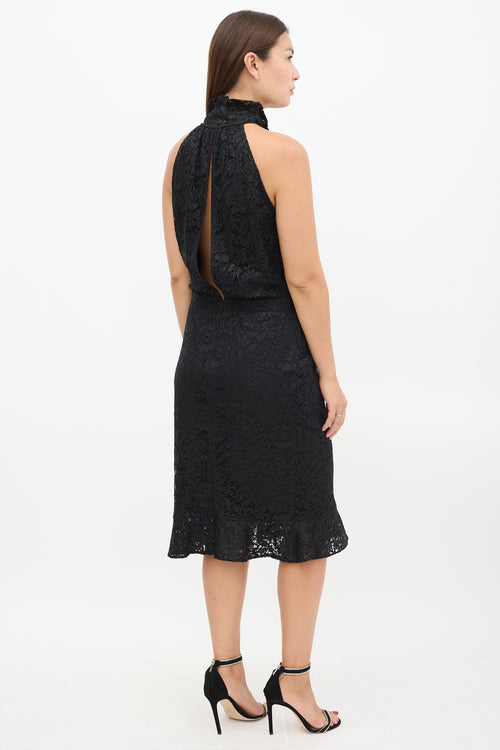 Altuzarra Black Floral Lace High Neck Dress