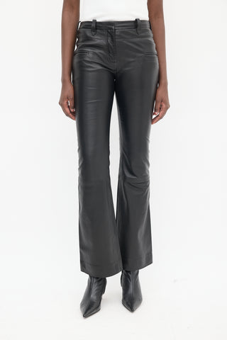 Altuzarra Black Leather Flared Trouser