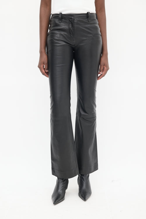 Altuzarra Black Leather Flared Trouser