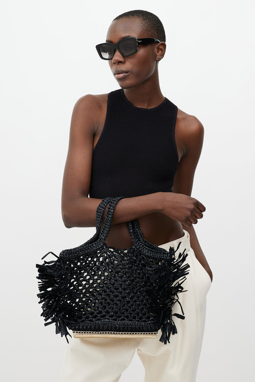 Altuzarra Black Raffia Espadrille Tote Bag