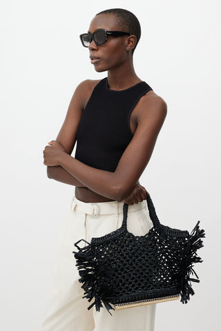 Altuzarra Black Raffia Espadrille Tote Bag