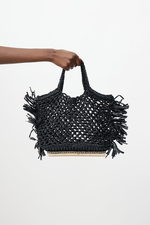 Altuzarra Black Raffia Espadrille Tote Bag