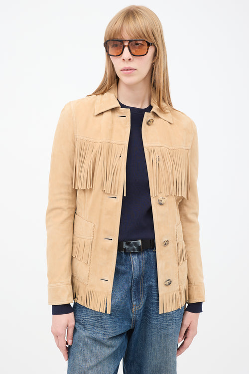 Altuzarra Beige Suede Fringe Jacket