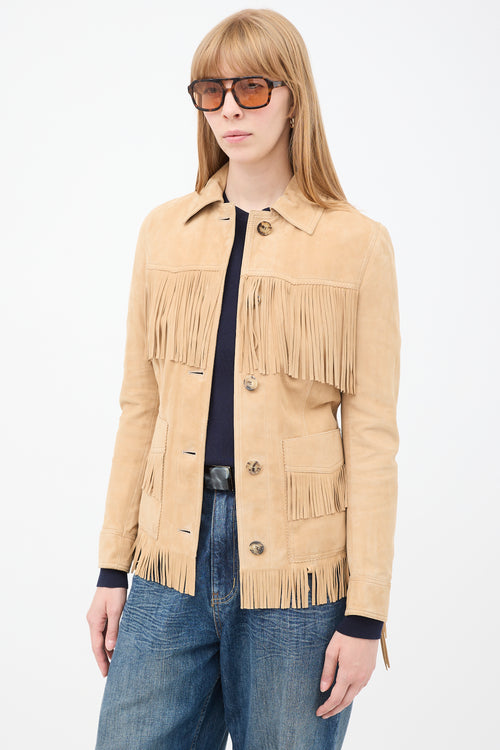 Altuzarra Beige Suede Fringe Jacket