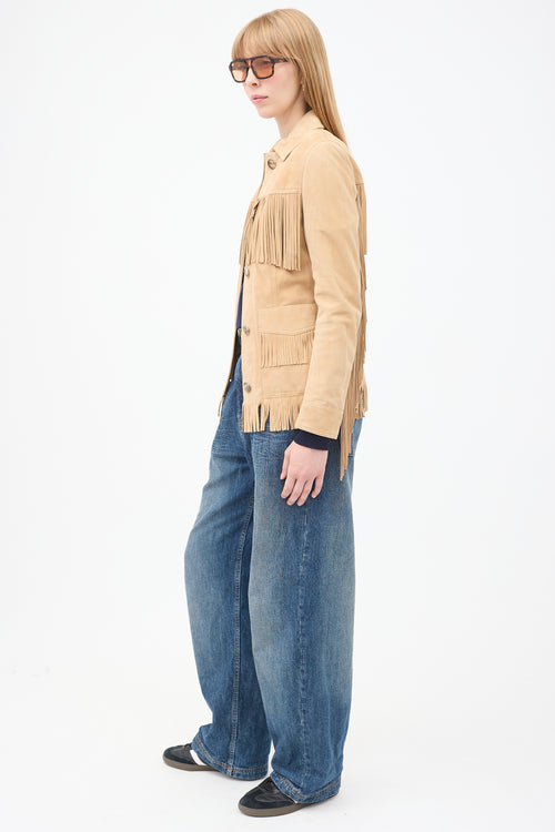 Altuzarra Beige Suede Fringe Jacket