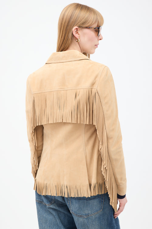 Altuzarra Beige Suede Fringe Jacket