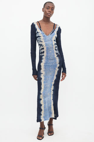 Altuzarra Navy 
Cream Tie Dye Philomena Dress