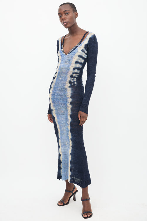 Altuzarra Navy 
Cream Tie Dye Philomena Dress