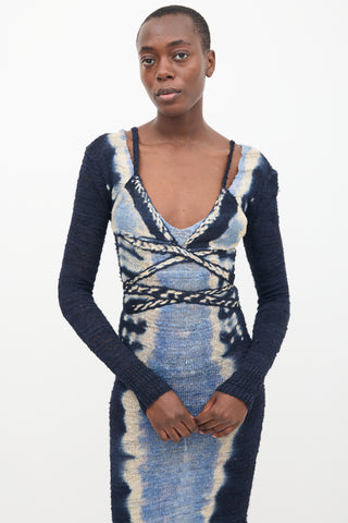 Altuzarra Navy 
Cream Tie Dye Philomena Dress