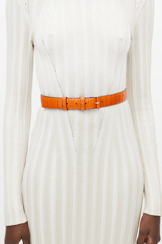 Altuzarra Orange Embossed Leather Belt