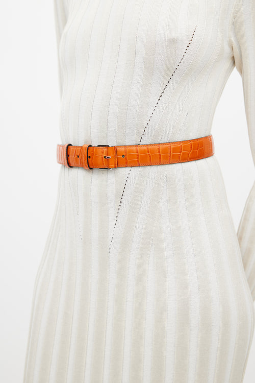 Altuzarra Orange Embossed Leather Belt