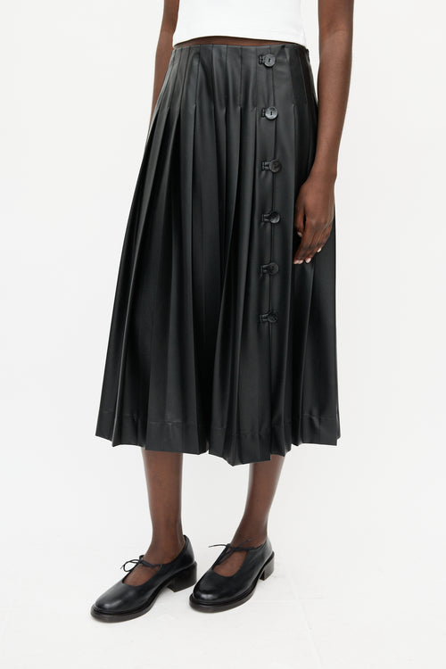 Altuzarra Black Faux Leather Pleated Skirt