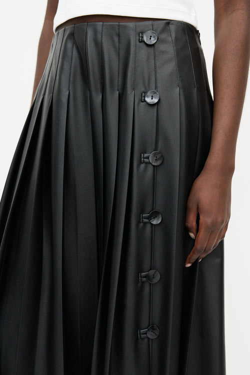 Altuzarra Black Faux Leather Pleated Skirt